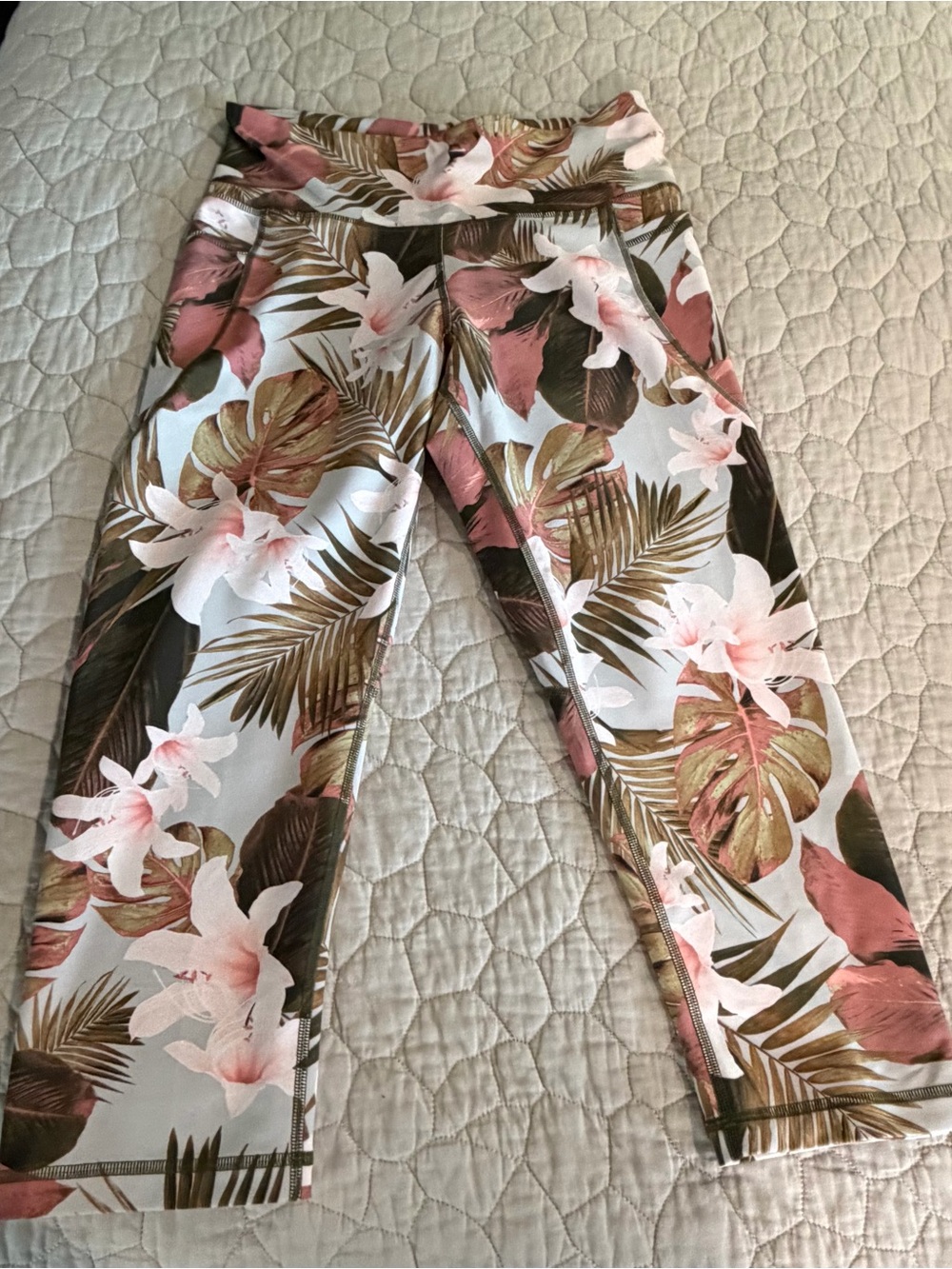 Old Navy Active Tropical Floral Leggings - Pink & Olive